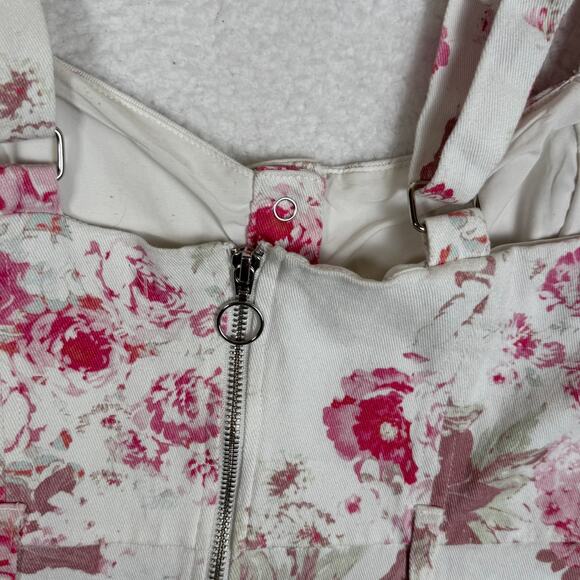 For Love & Lemons Weston Denim Floral Pink Mini Dress Small - Picture 7 of 7